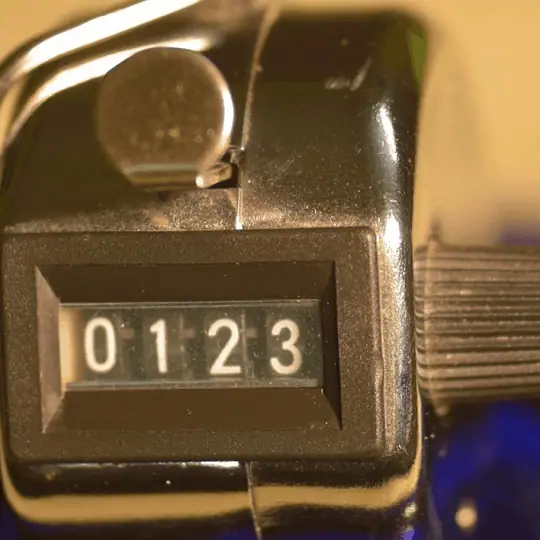 Contador mecânico com os dígitos 0123